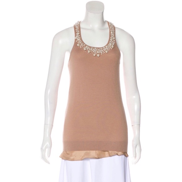 ROBERT Rodriguez Pearl Trim Cashmere Tank - Picture 1 of 7